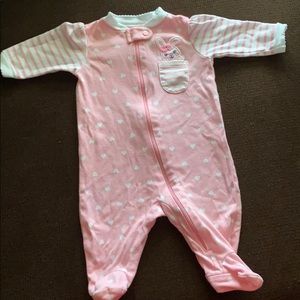 Pink and white 0-3 closed toes pijama